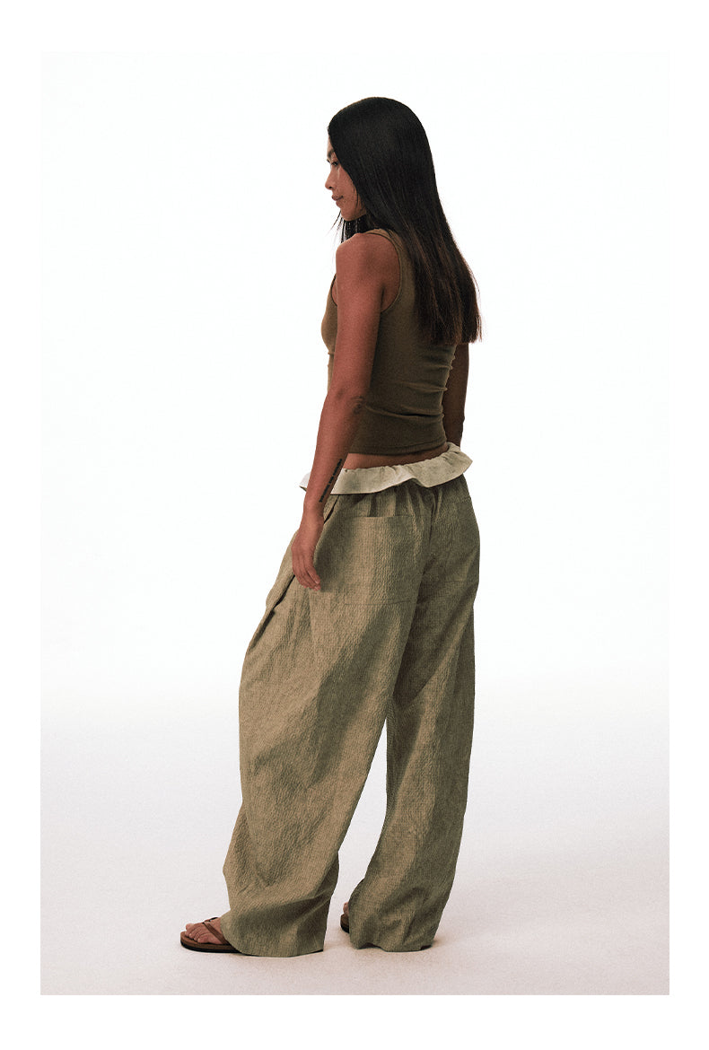 Bubble Check Textured Casual Pants