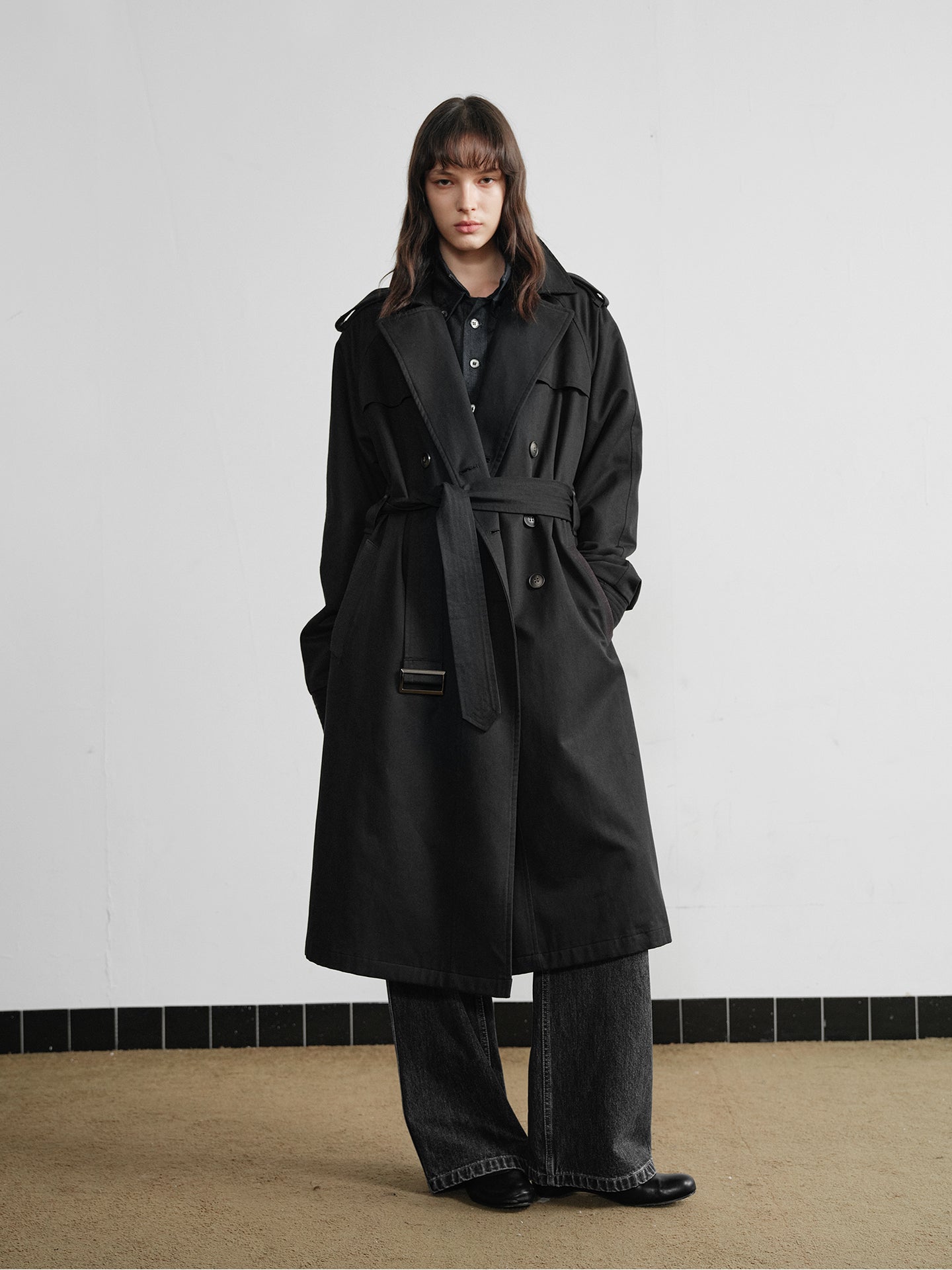 Double-breasted trench coat