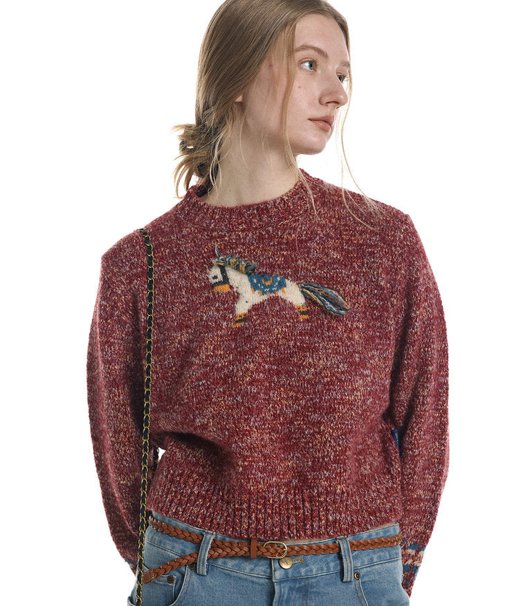Unisex Tassel Jacquard Pony Sweater