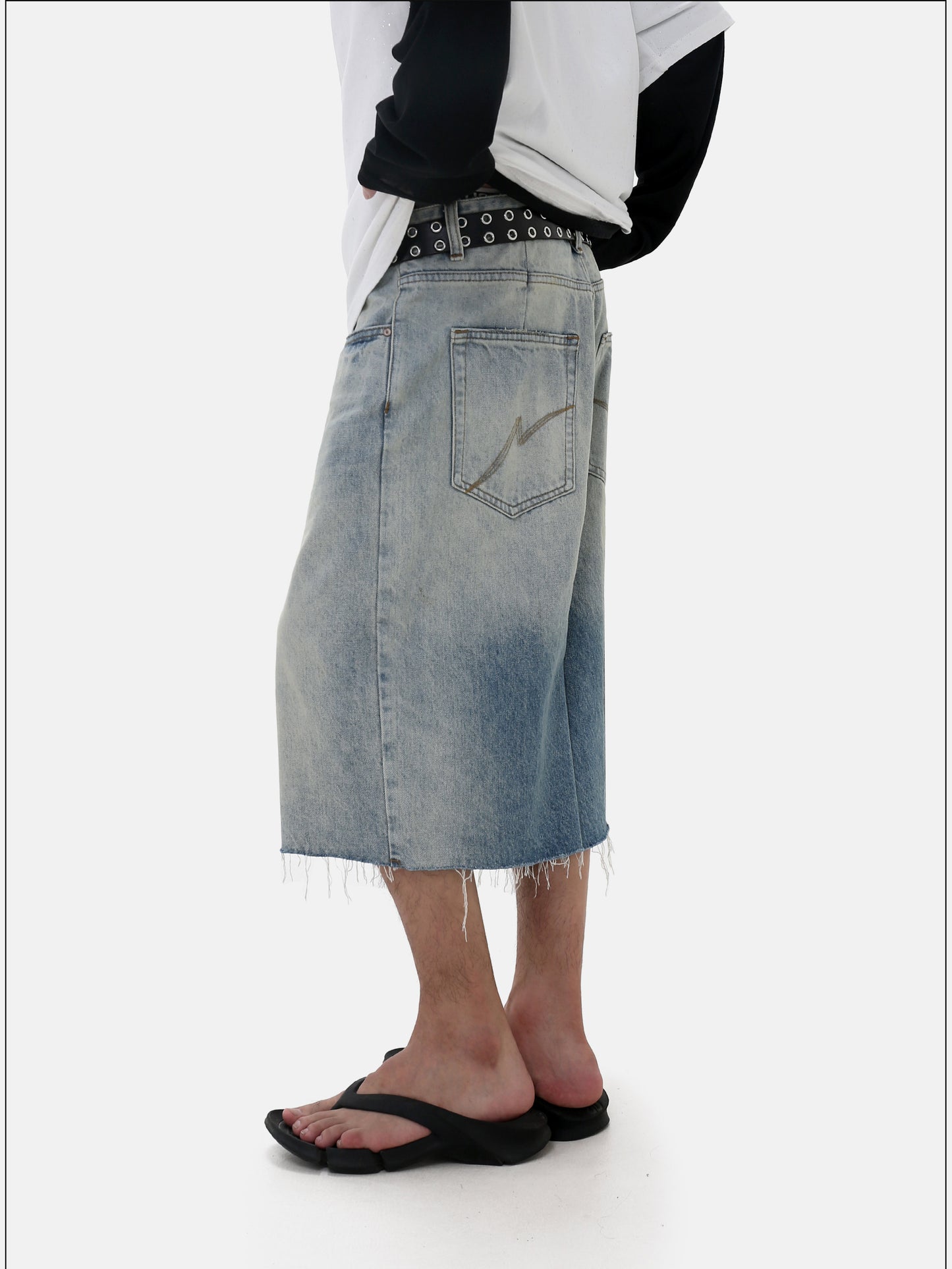 Gradient-colored denim shorts