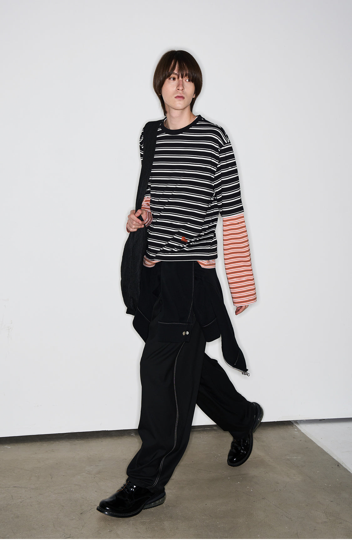 Striped faux two-piece T-shirt