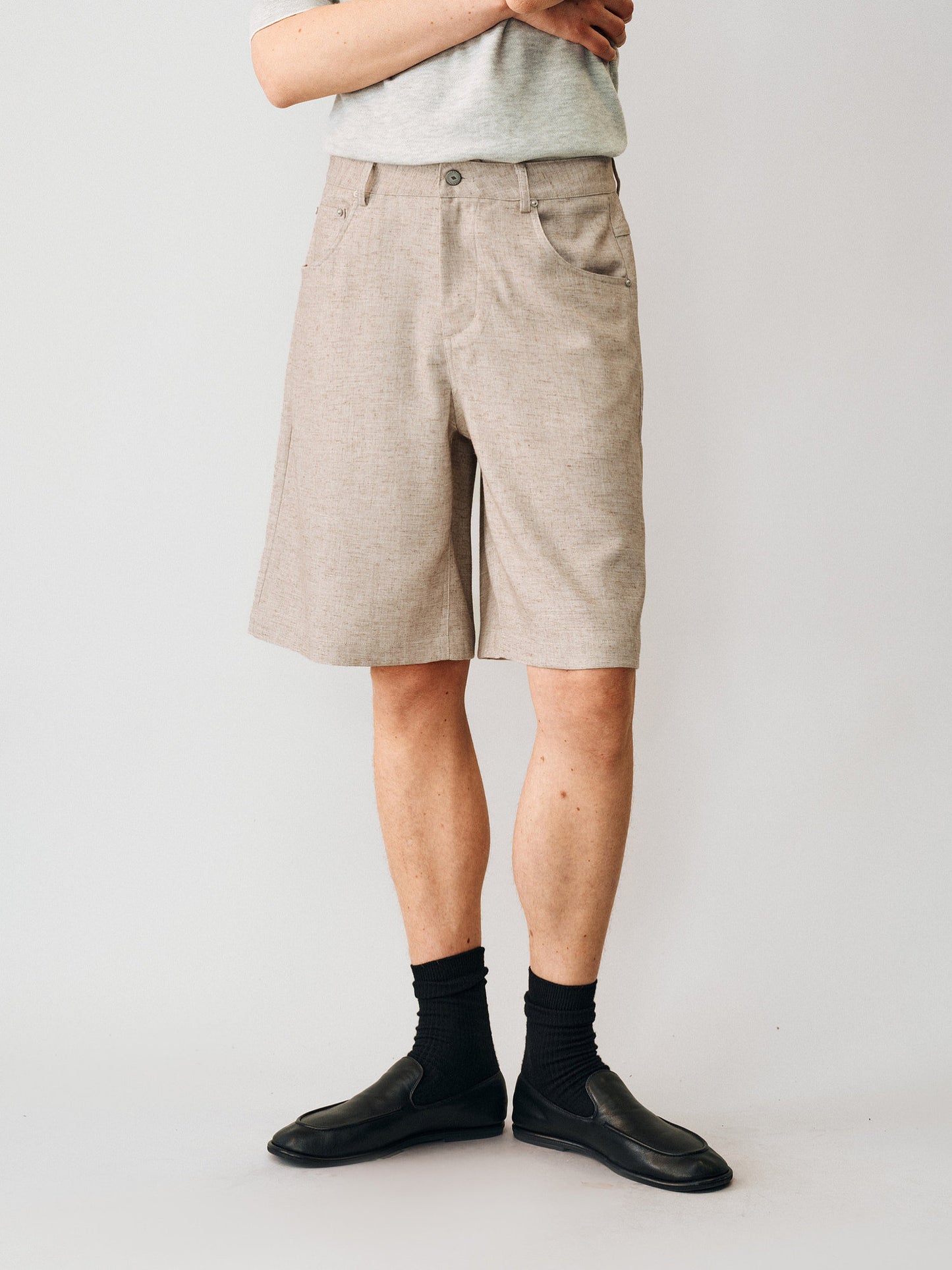 Linen-blend Casual Shorts