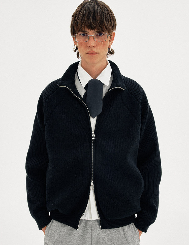 Stand Collar Knit Jacket