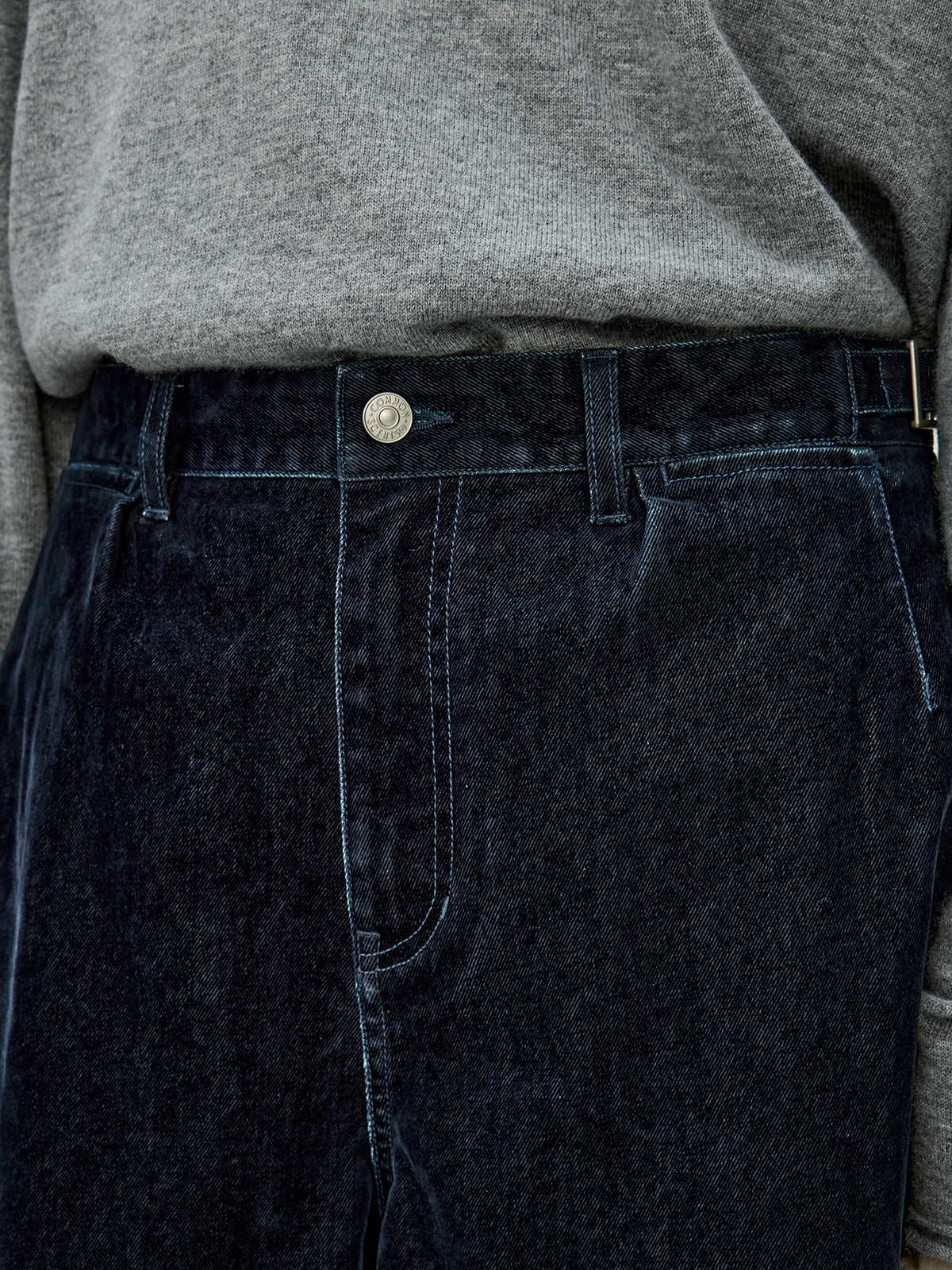 Adjustable Button Flock Denim Pants