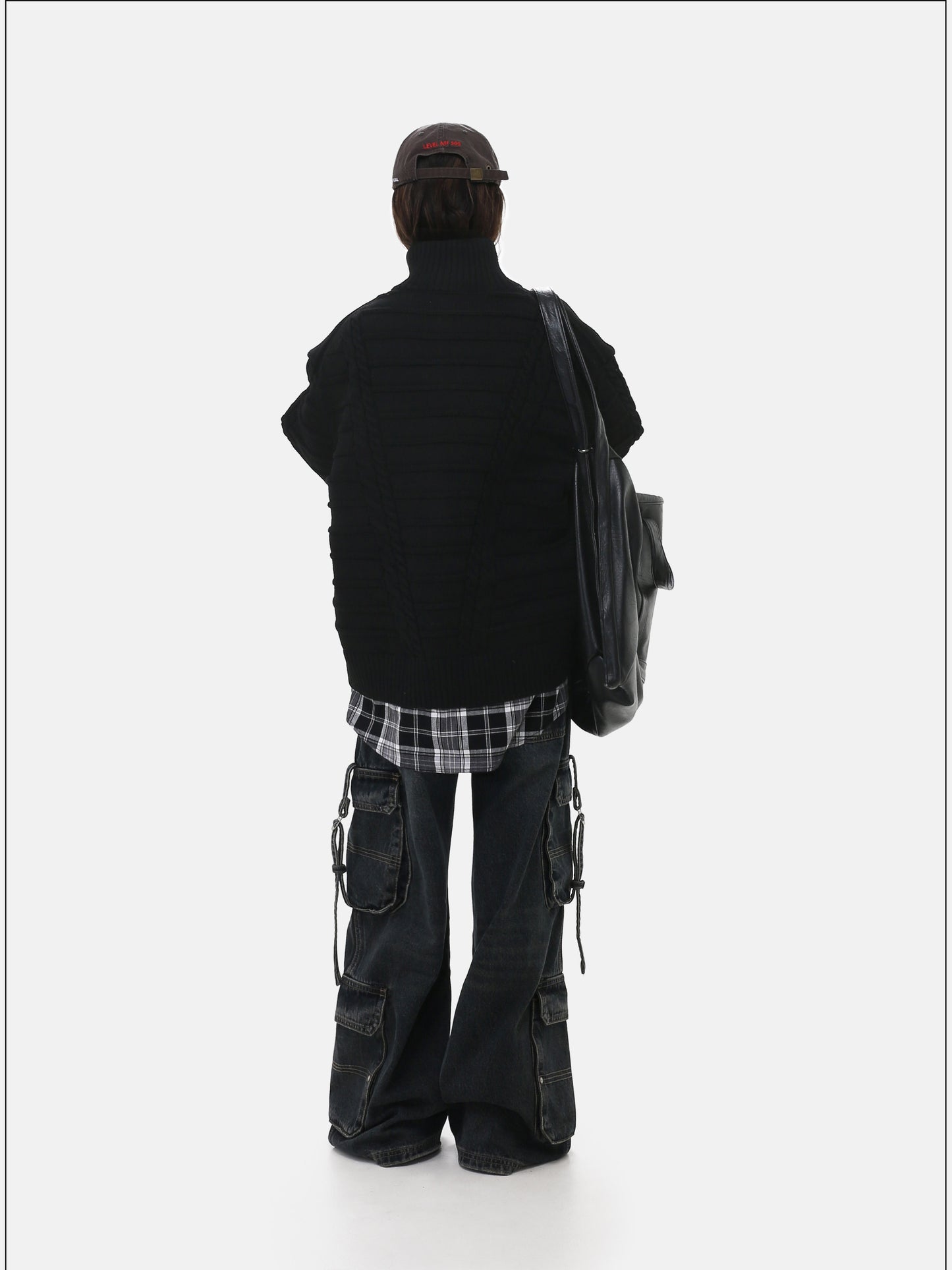 Patchwork Stand Collar Cardigan