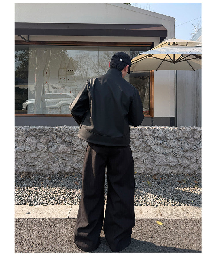 Dark Stripe Wide-Leg Pants