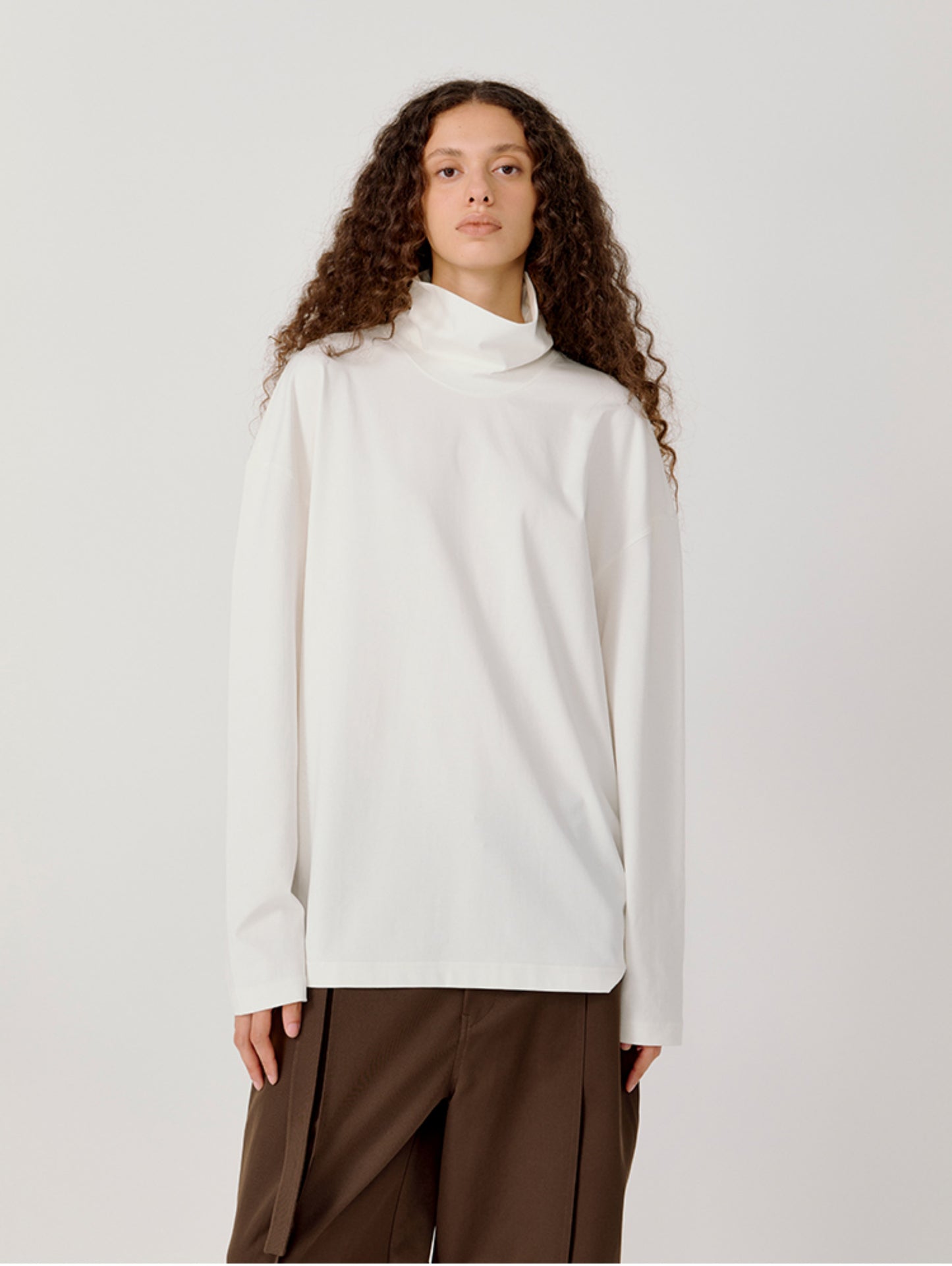 High-Neck Side-Slit T-Shirt