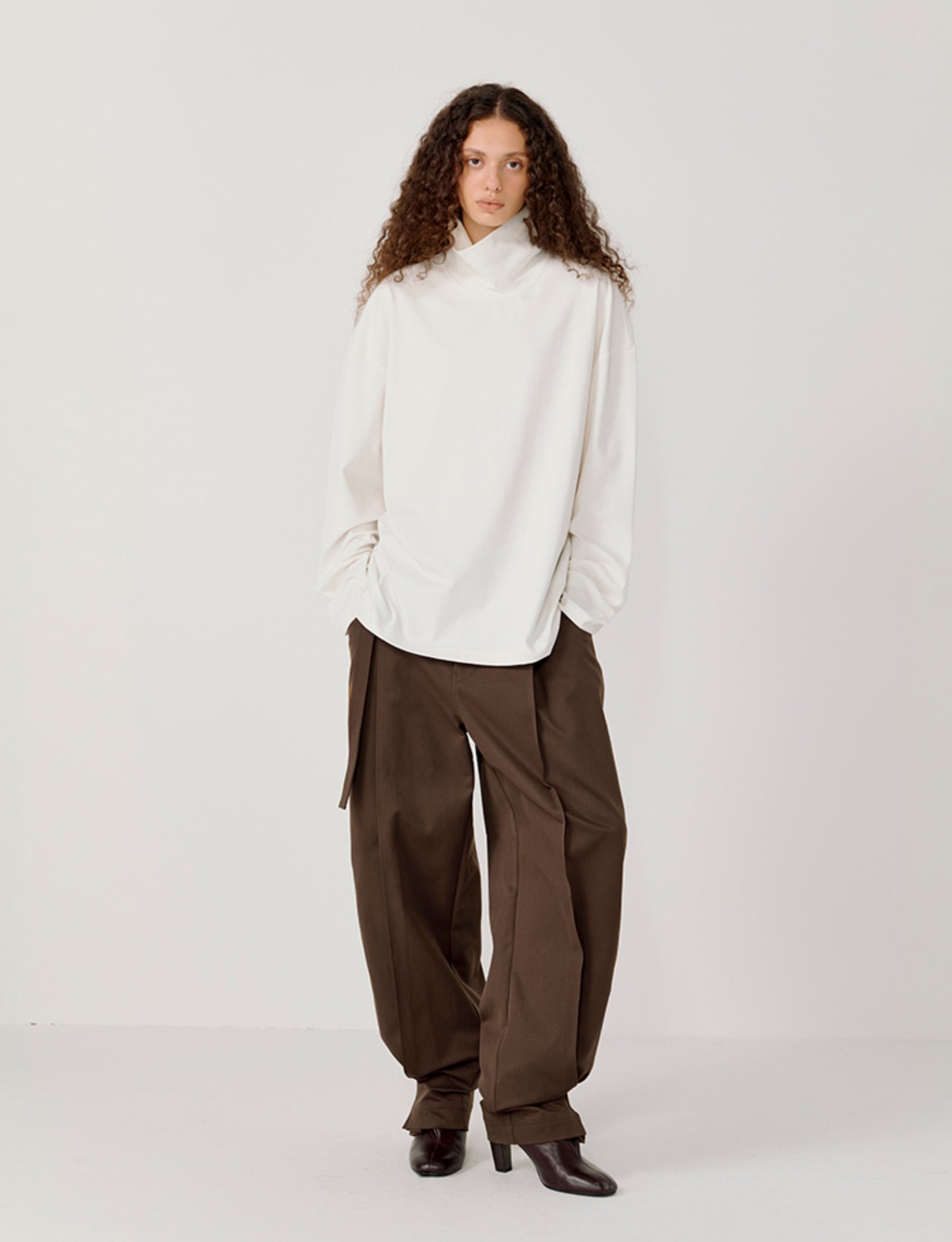 High-Neck Side-Slit T-Shirt