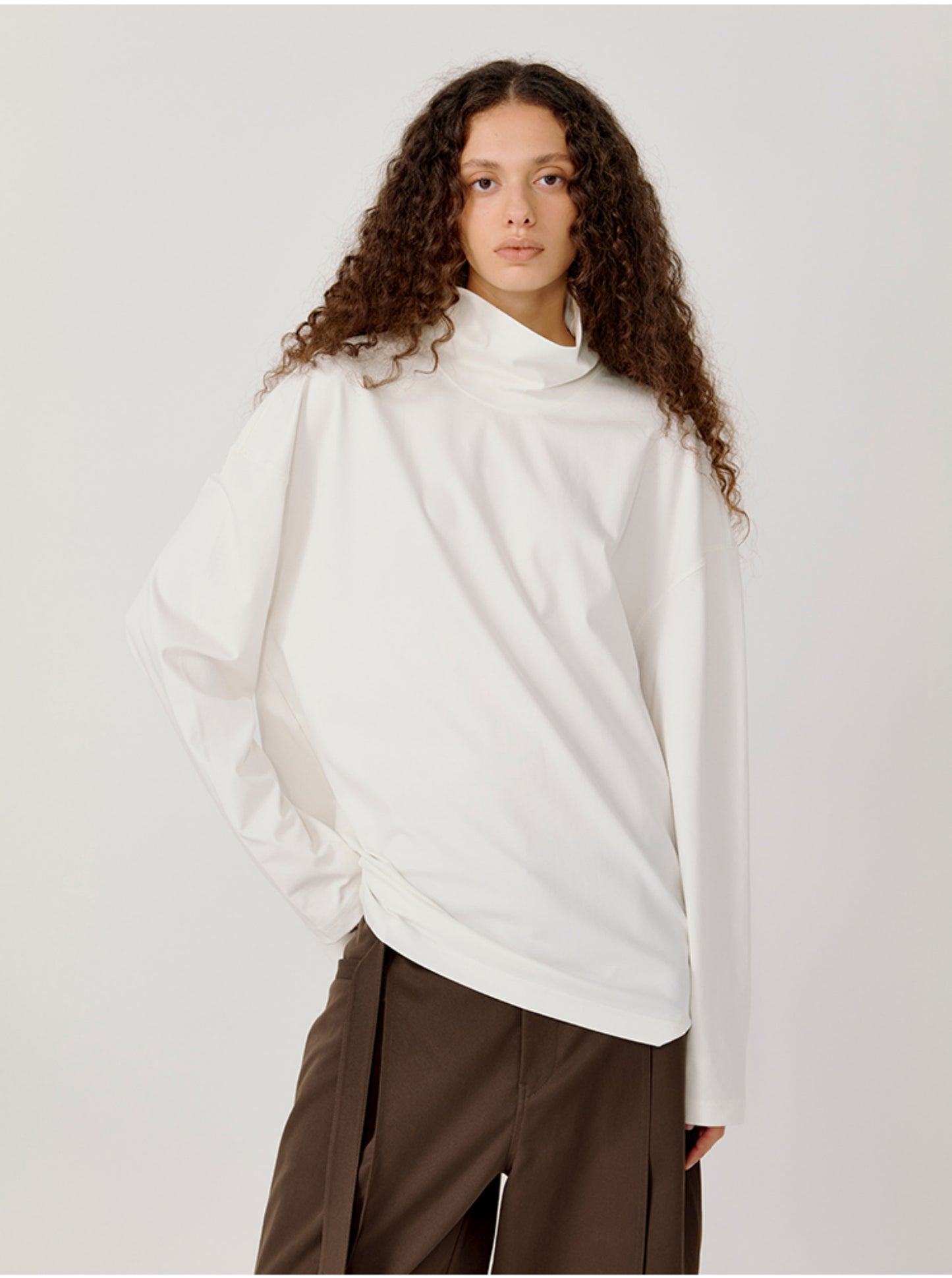 High-Neck Side-Slit T-Shirt