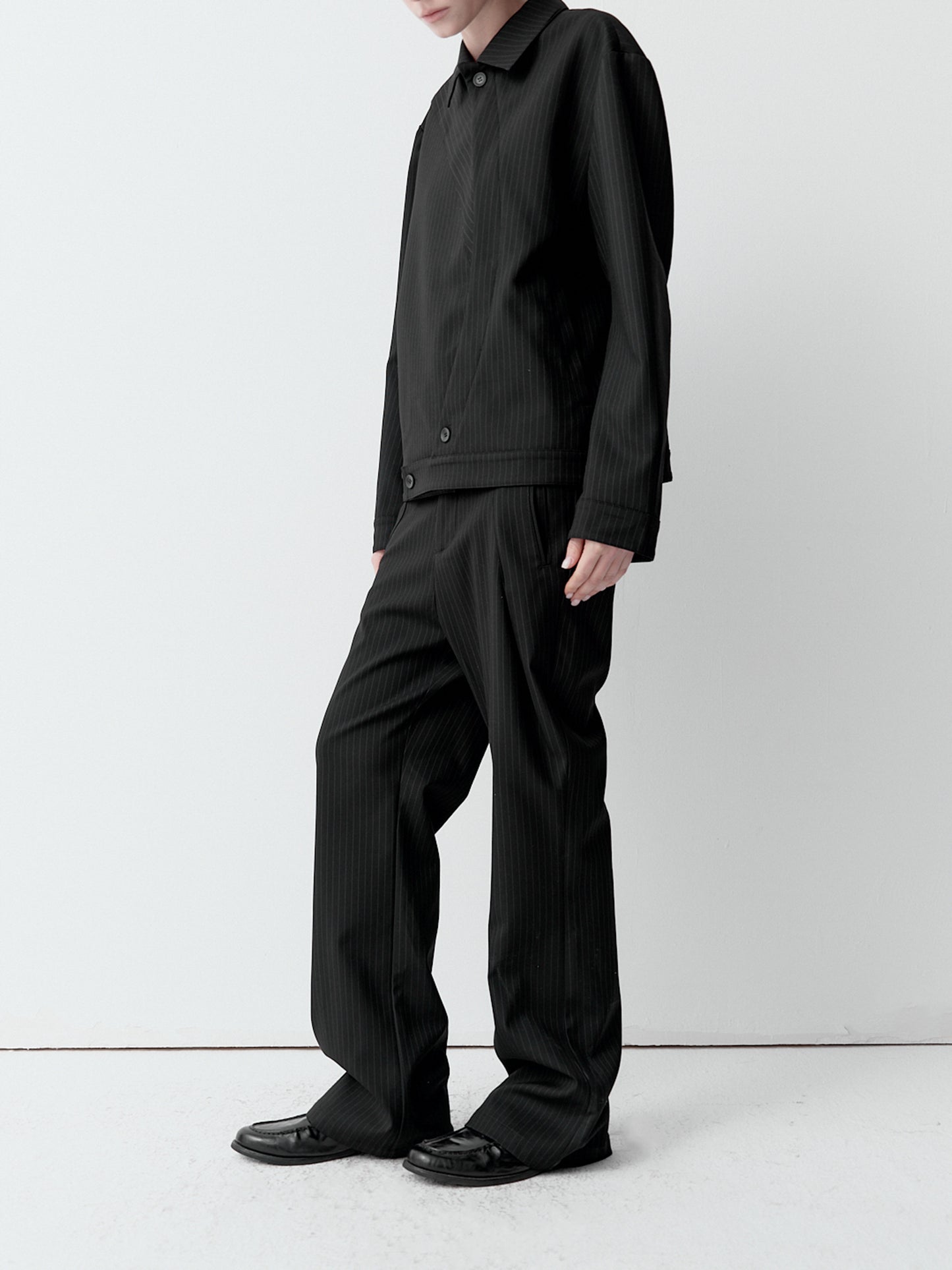 Slightly Wide-Striped Casual Pants