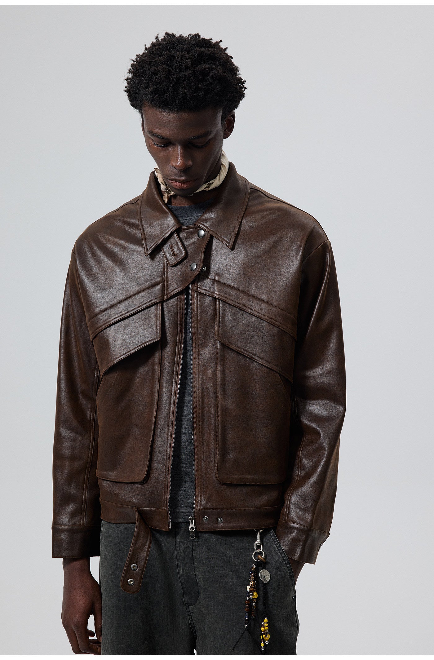 PU Material Oversized Leather Jacket