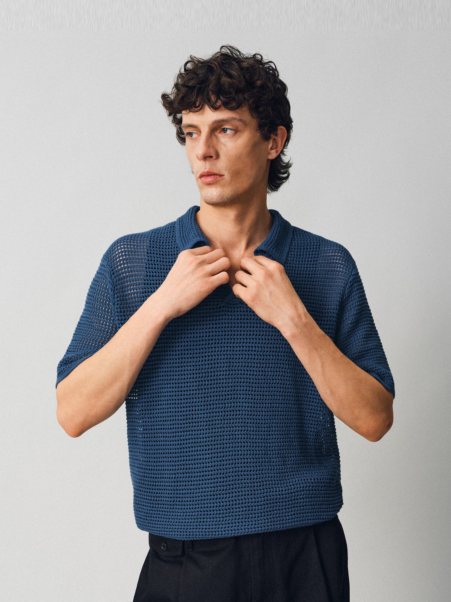 Hollow-knit Polo Shirt
