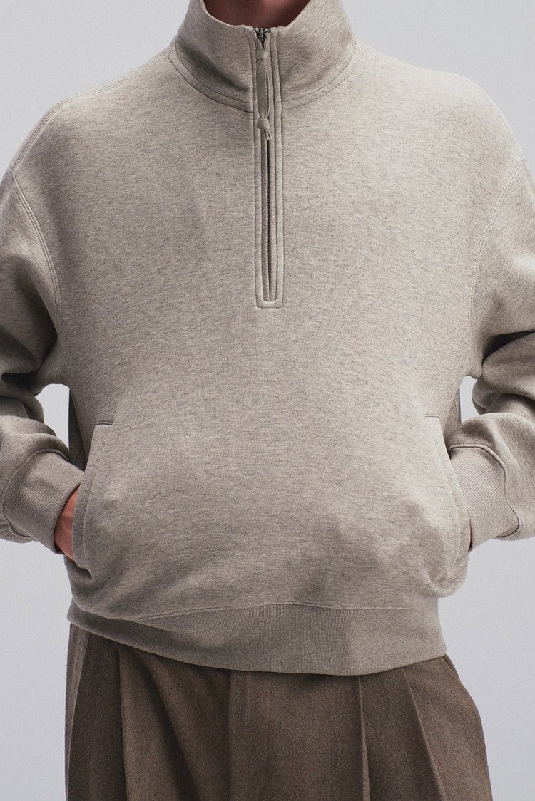 Stand-Up Collar Half-Zip Hoodie