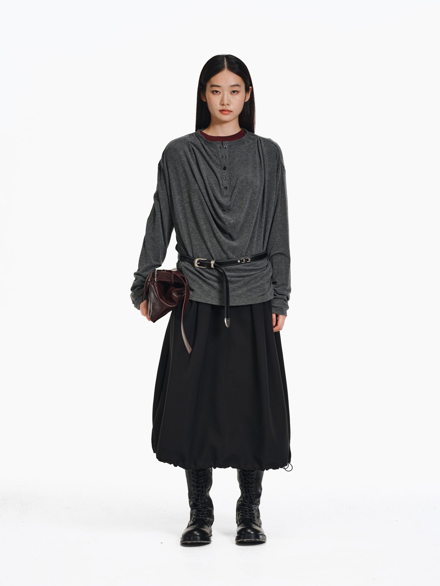 Pleated Collar T-Shirt