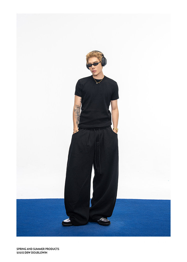 Casual Wide-Leg Sweatpants with Drawstring