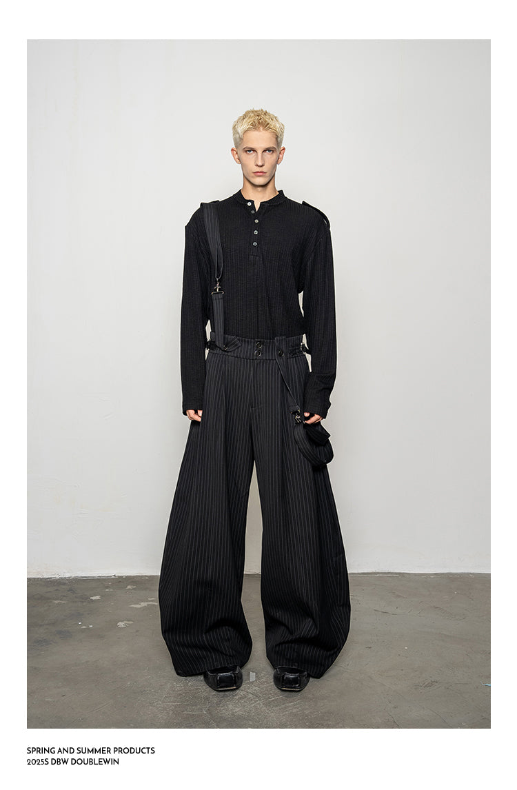 Detachable Stripe Casual Pants