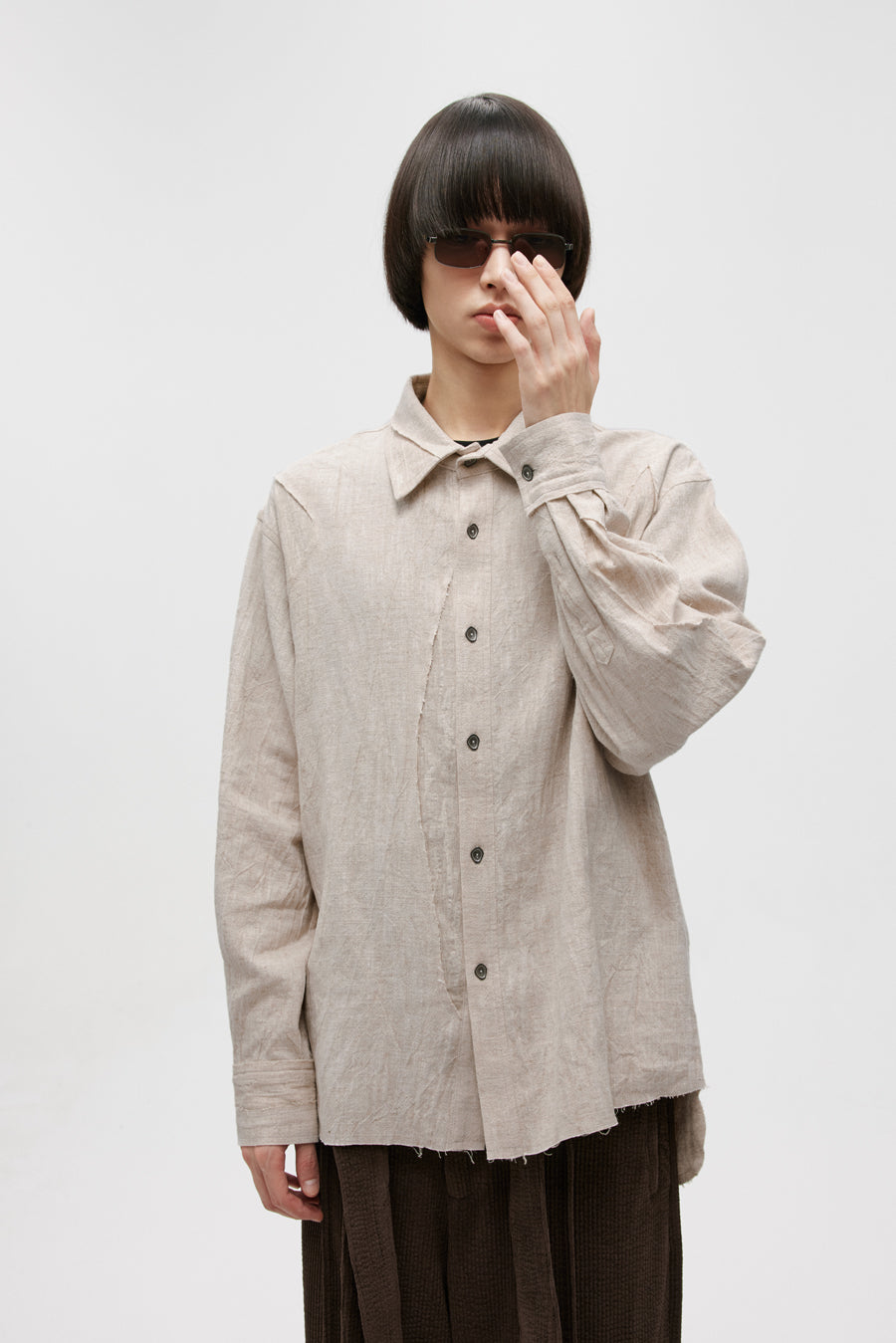 Raw-edge design jacquard shirt