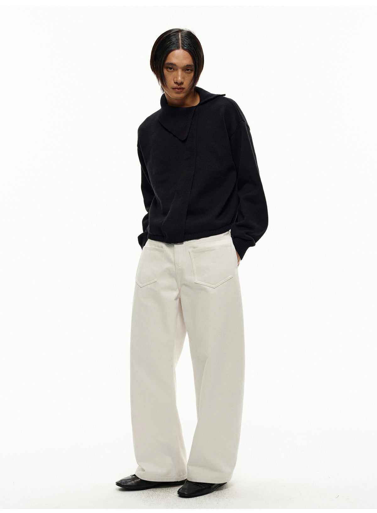 Reverse-brushed denim jeans