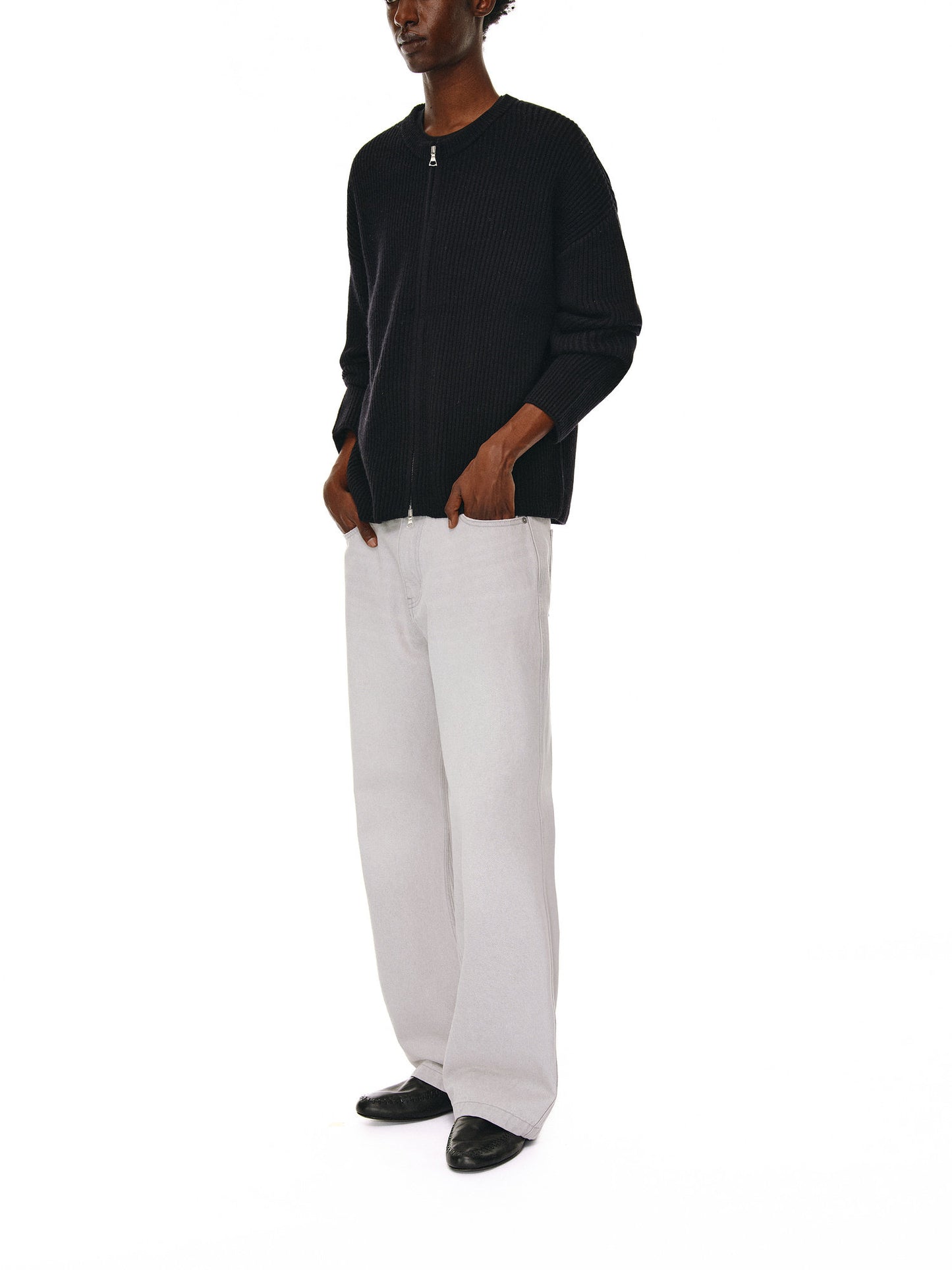 Heavyweight Rib Zipper Cardigan