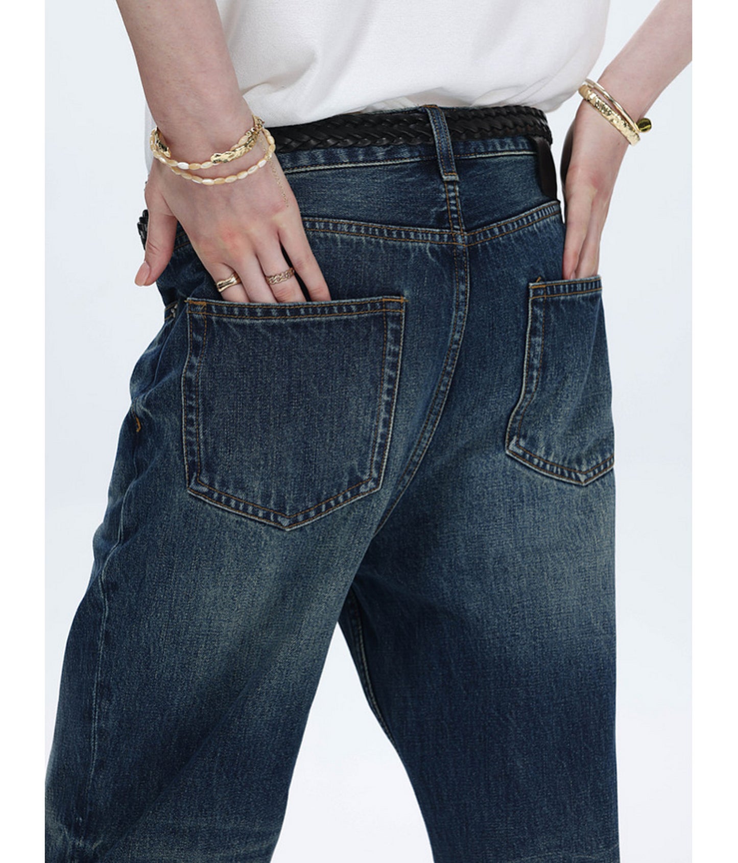 Vintage-Style Shrimp Line Jeans