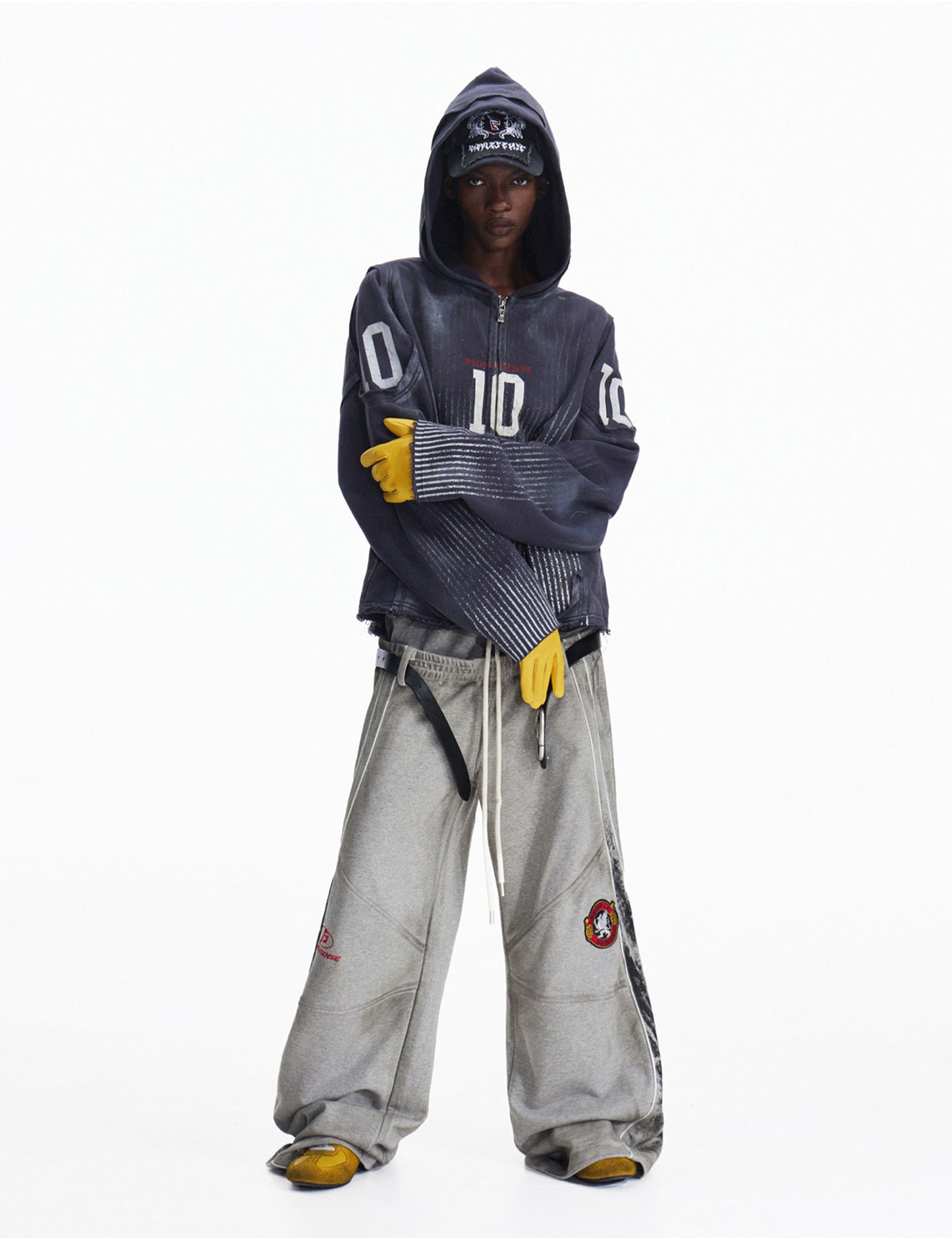 Distressed Hooded Sweatshirt