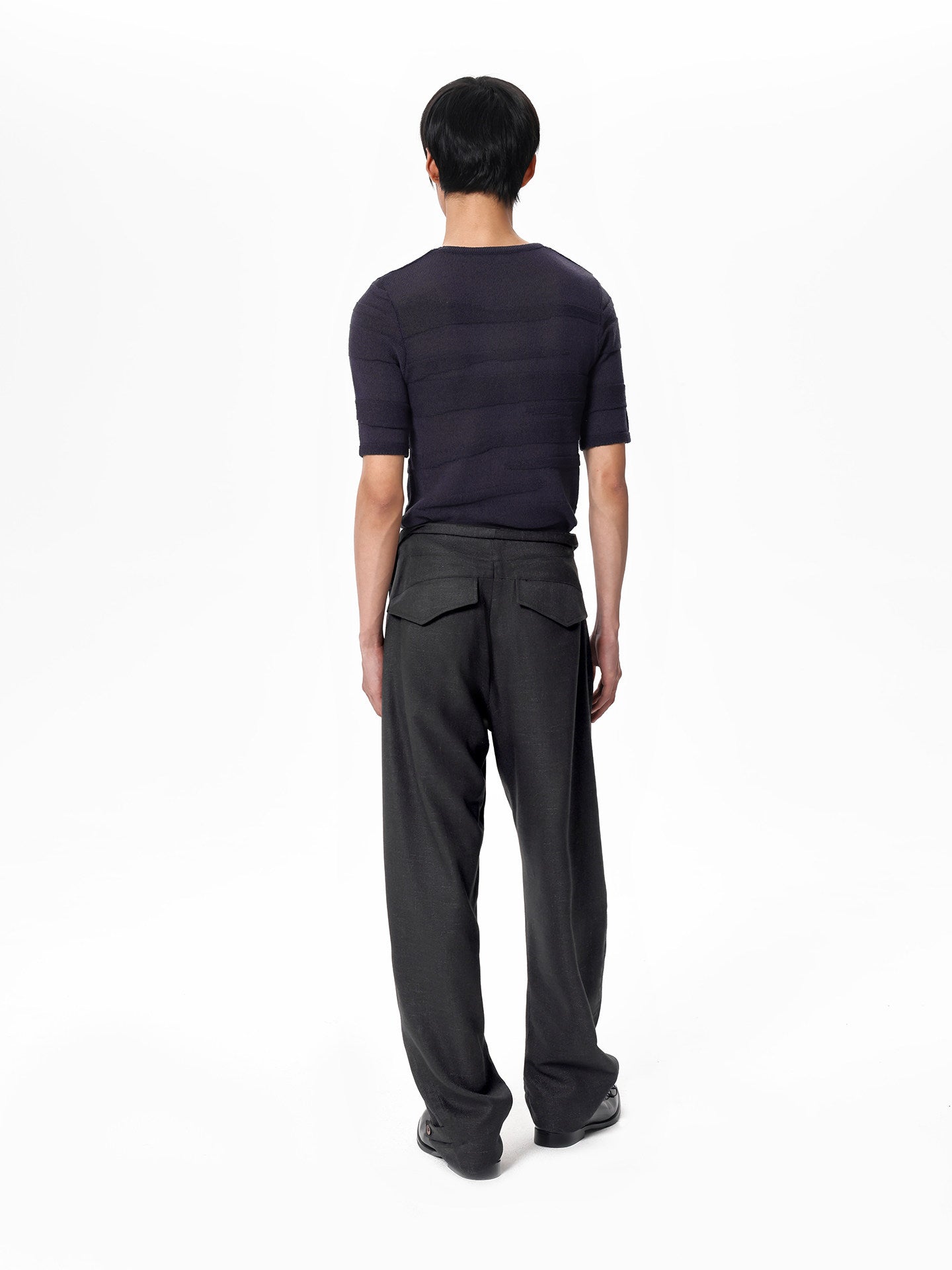 Linen-textured Casual Pants