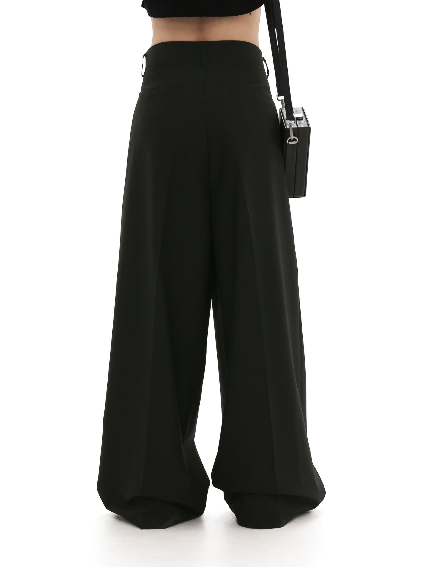 Draped wide-leg casual pants