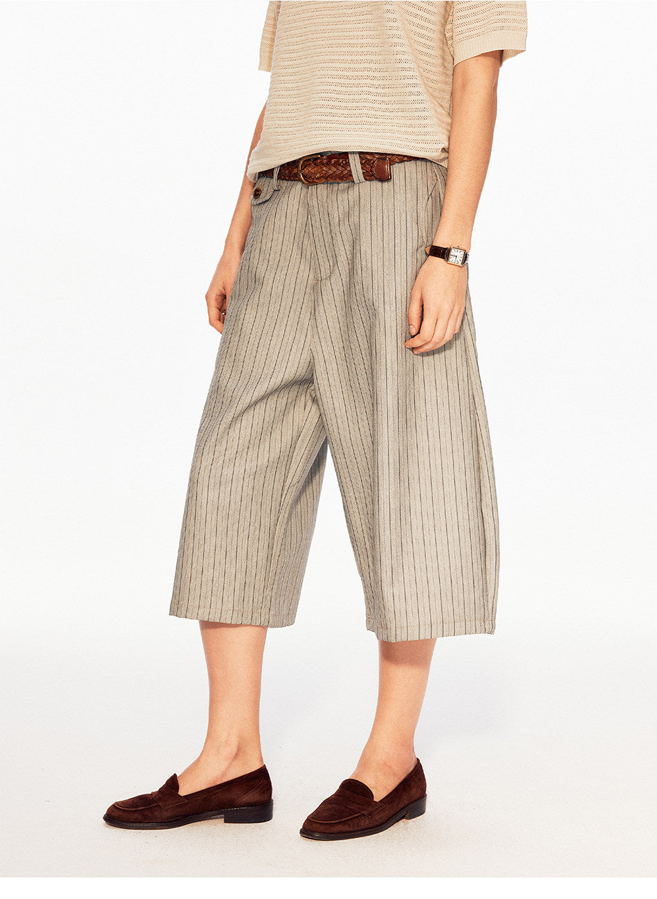 Striped Wide-Leg Shorts