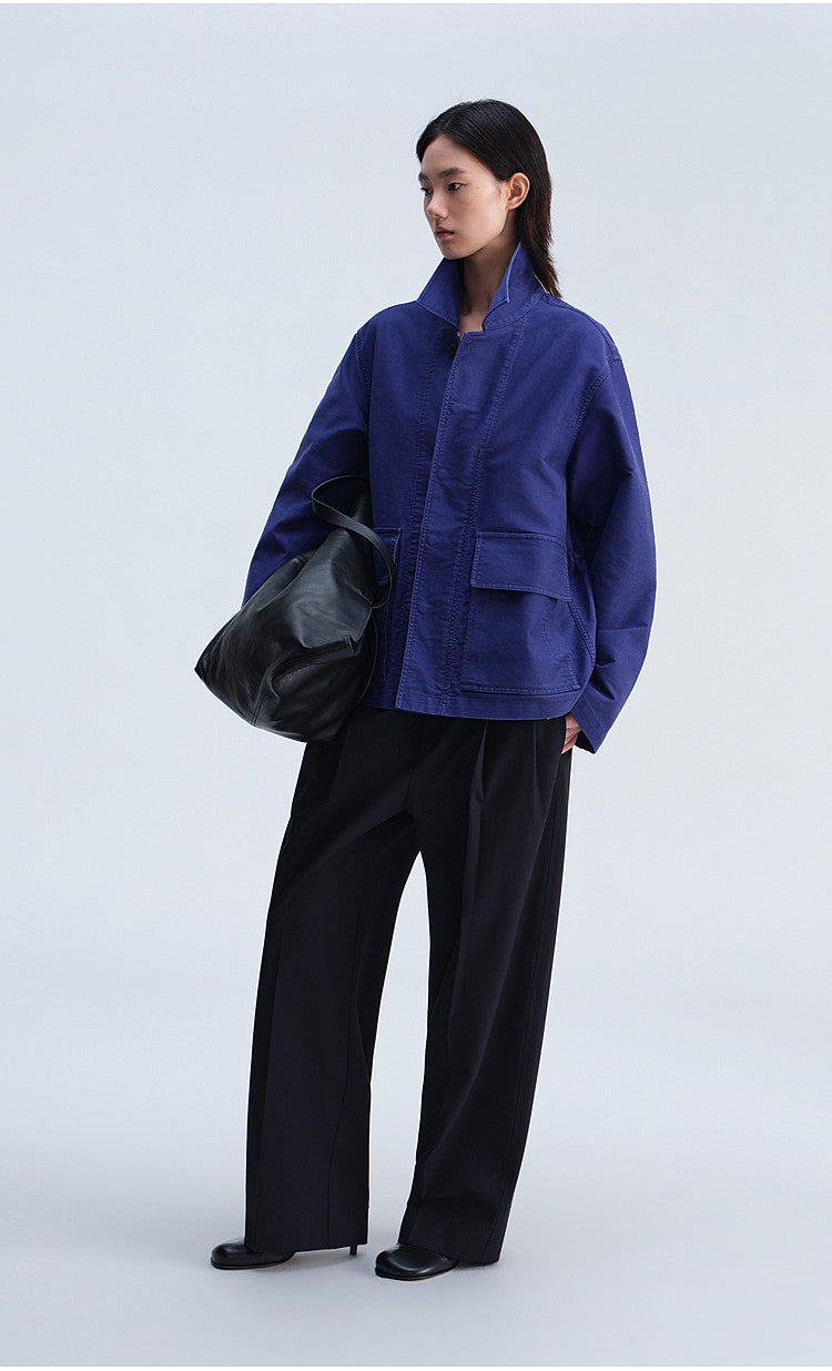 Vintage-Cut Drape Blend Casual Pants