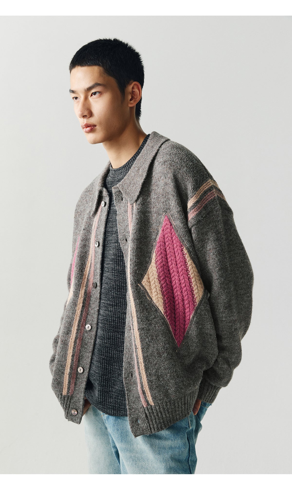 Jacquard Retro Silhouette Knit Cardigan