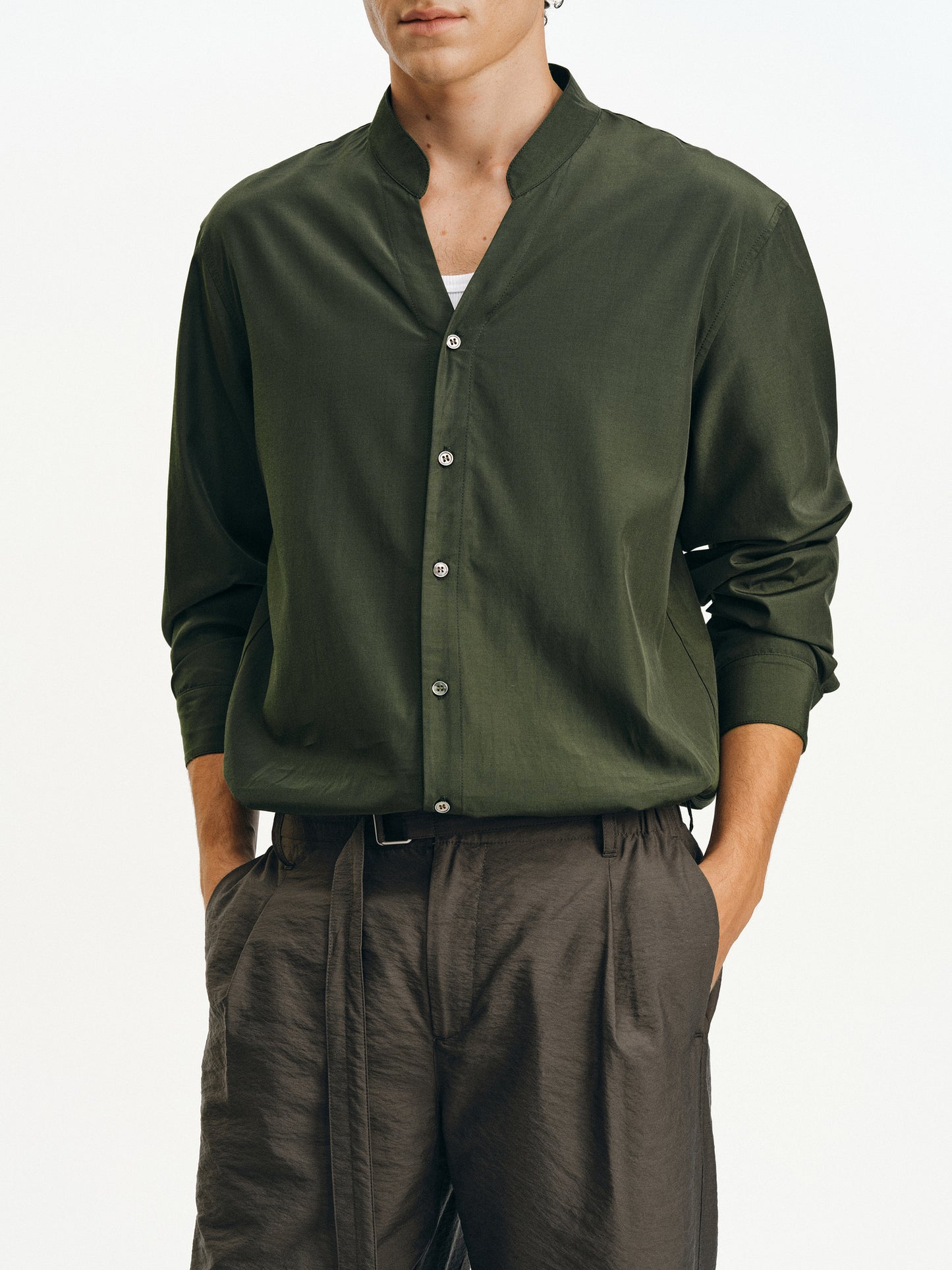 Wool V-neck shirt