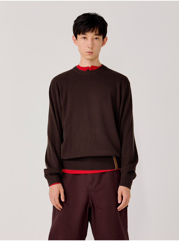 Logo Leather Label Loose-Fit Sweater