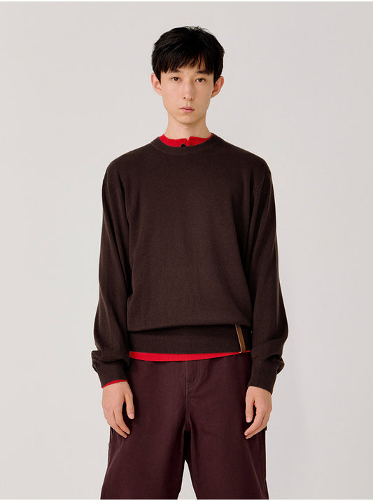 Logo Leather Label Loose-Fit Sweater