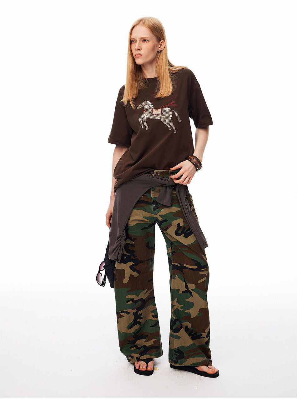 Embroidered T-Shirt with Pony Sticker