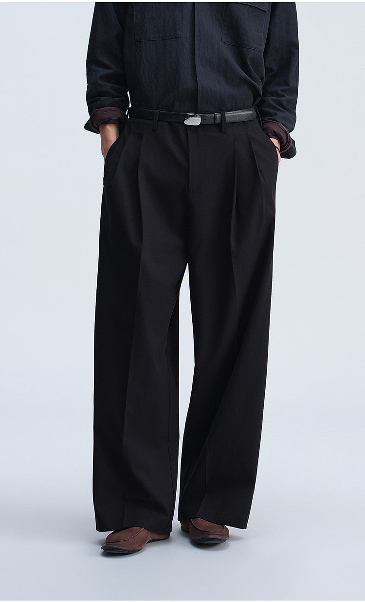 Vintage-Cut Drape Blend Casual Pants
