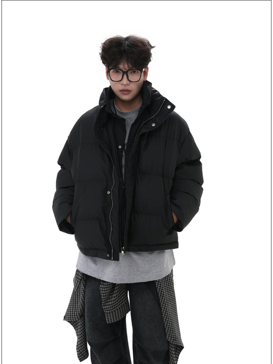 Faux Two-Piece Stand Collar Jacket