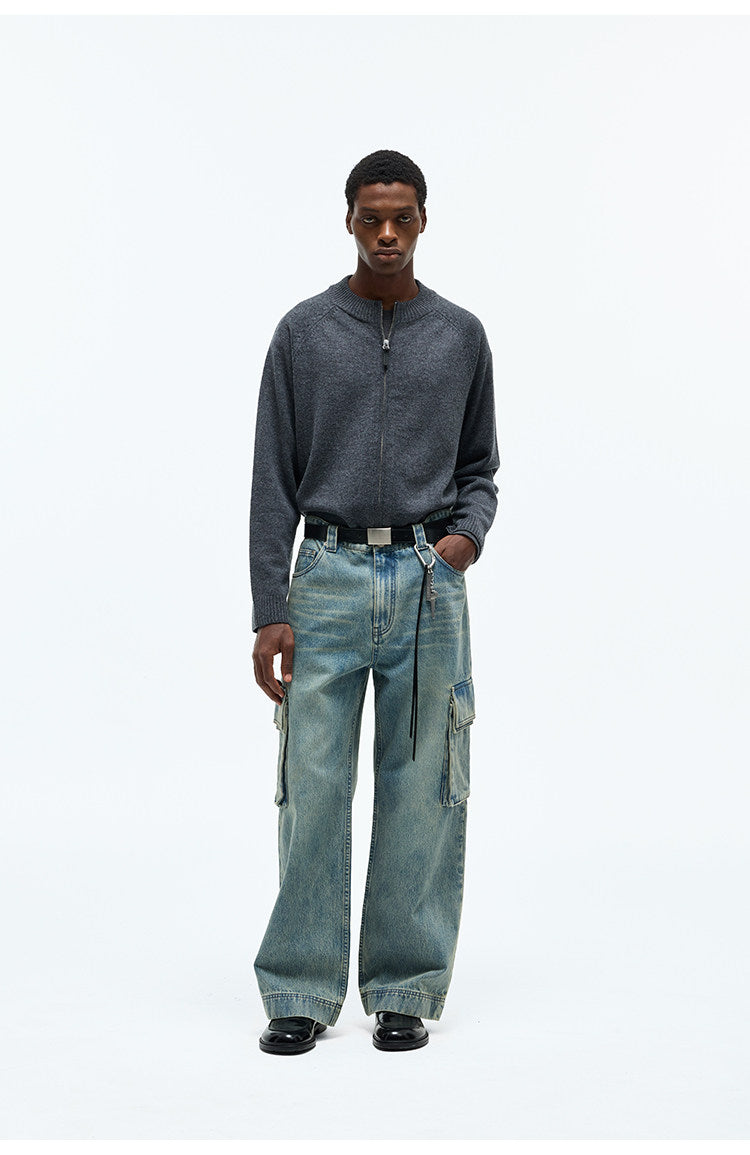Distressed Washed Denim Pants