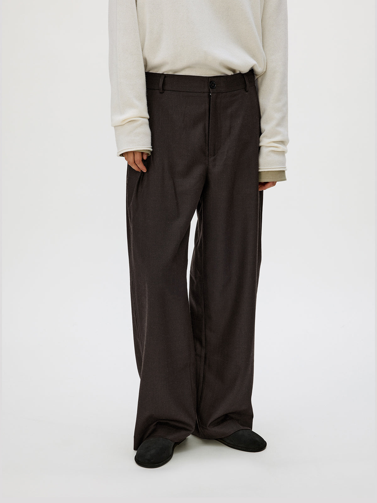 Straight-Leg Pleated Casual Pants