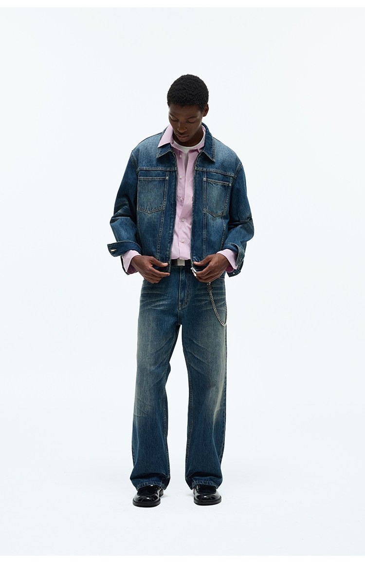 Zip-Up Short Denim Jacket