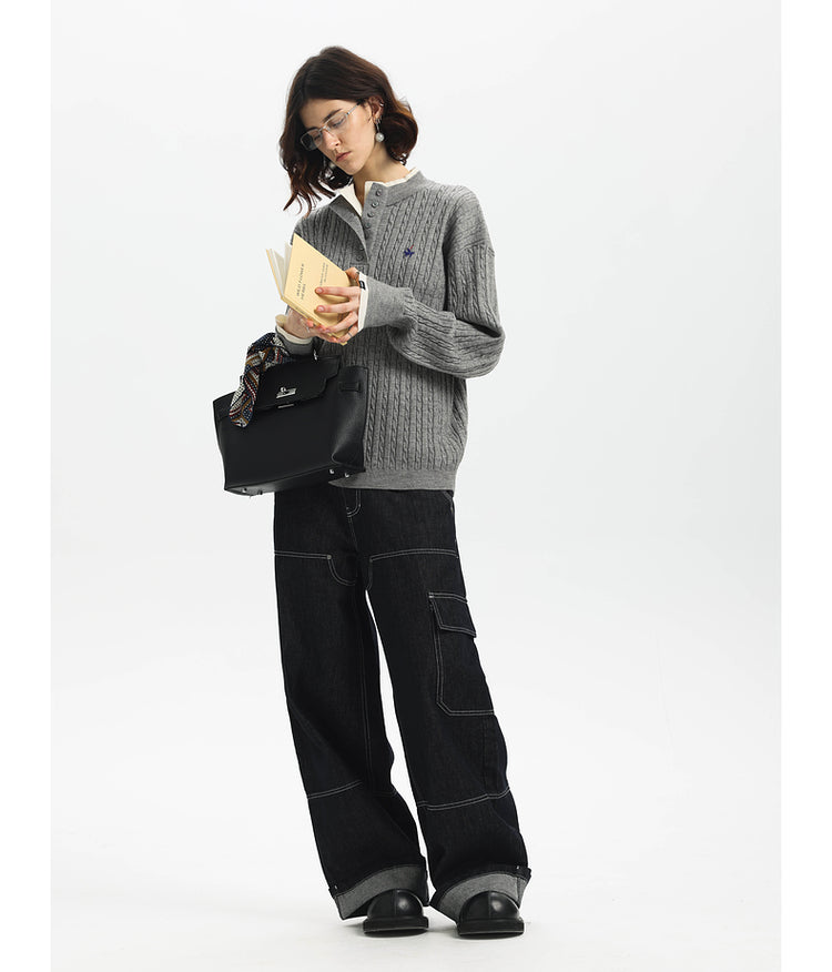 Logo Cable Embroidery Sweater