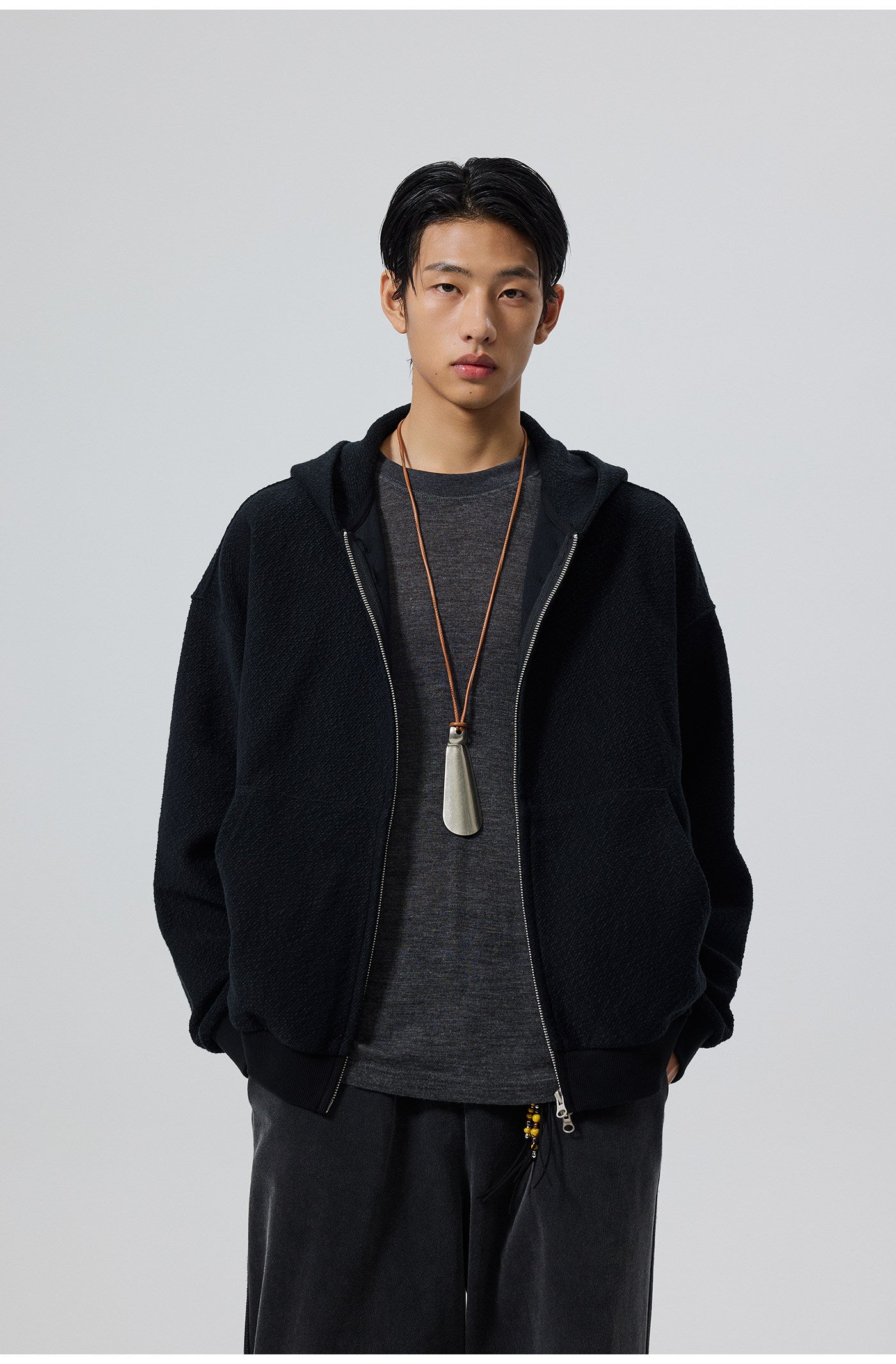 Button-down hooded sweatshirt