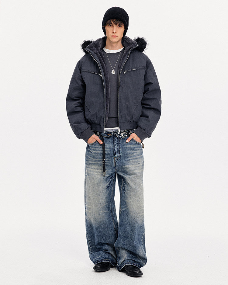 Detachable Hood White Duck Down Jacket