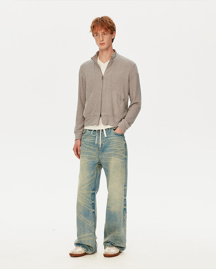 Stand-collar cropped sweatshirt