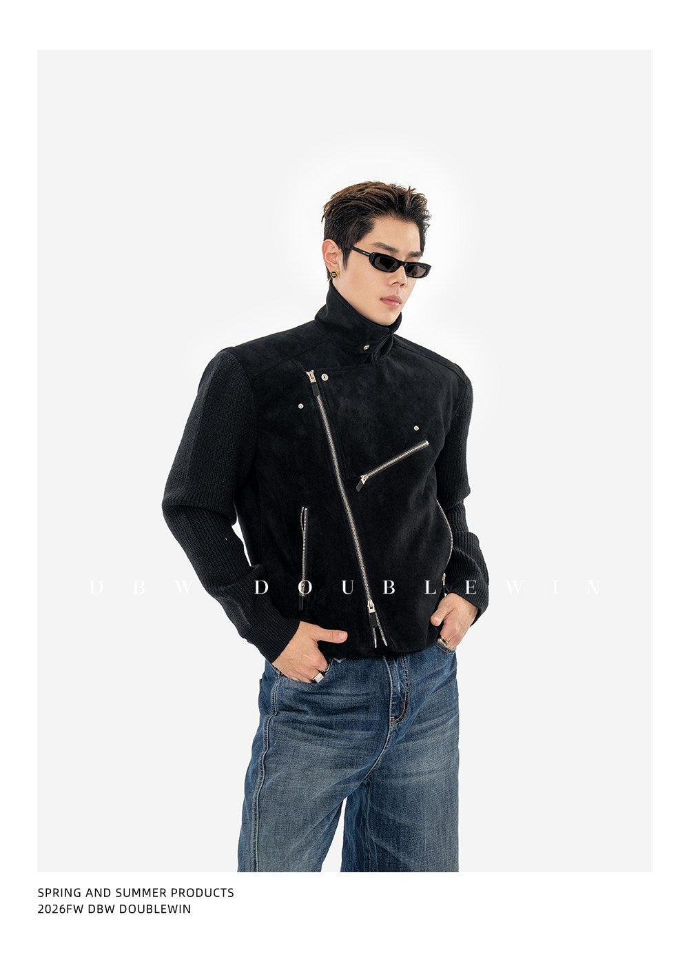 Rider Jacket with Diagonal Placket