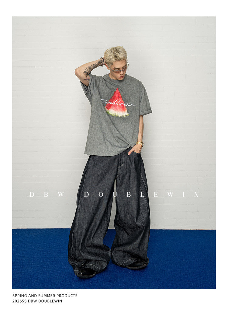 Contrast-Color Embroidered T-Shirt
