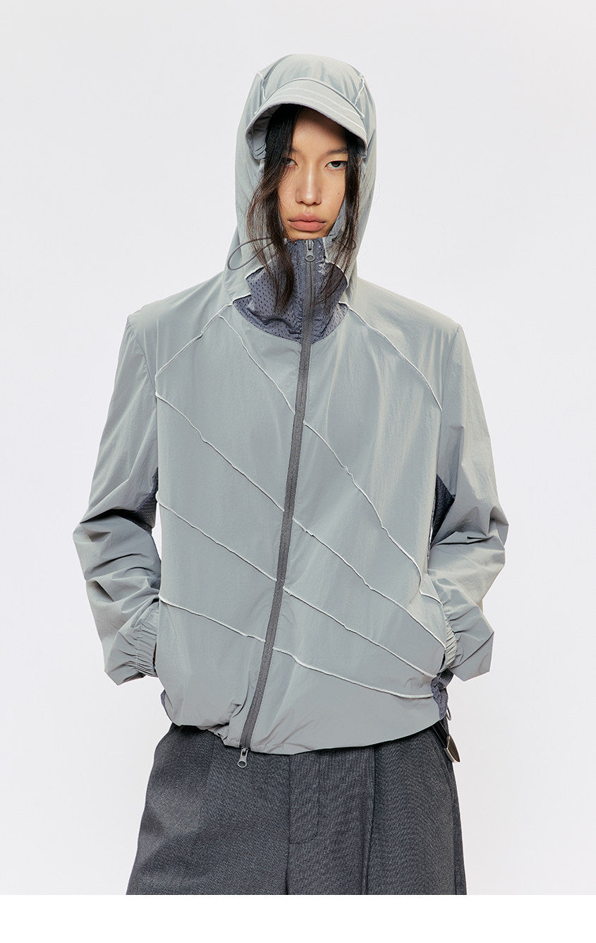Diagonal-Zip Sunshade Jacket