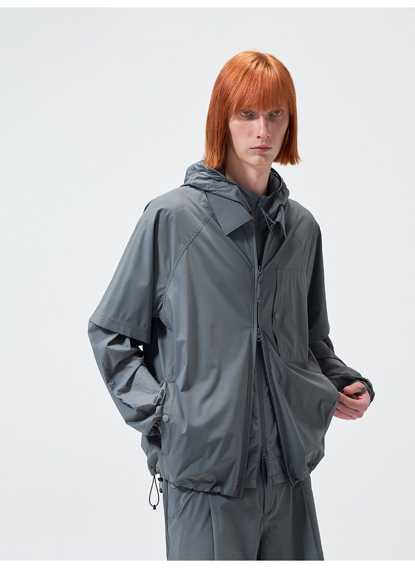 Nylon-Laminated Multi-Pocket Shirt