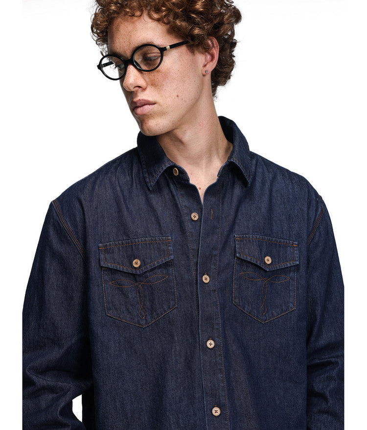 High-Quality Washed Denim Shirt