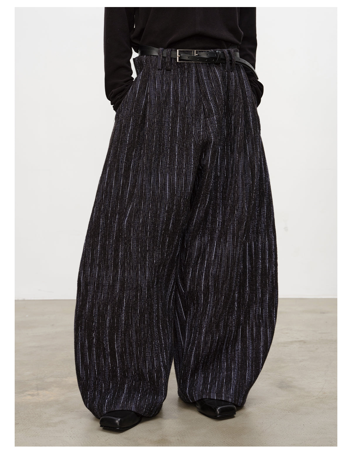Pleated Jacquard Casual Pants