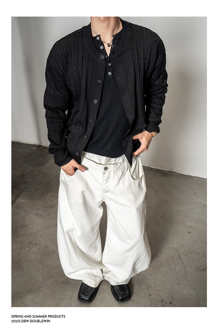 Stretch Cable-Knit Cardigan